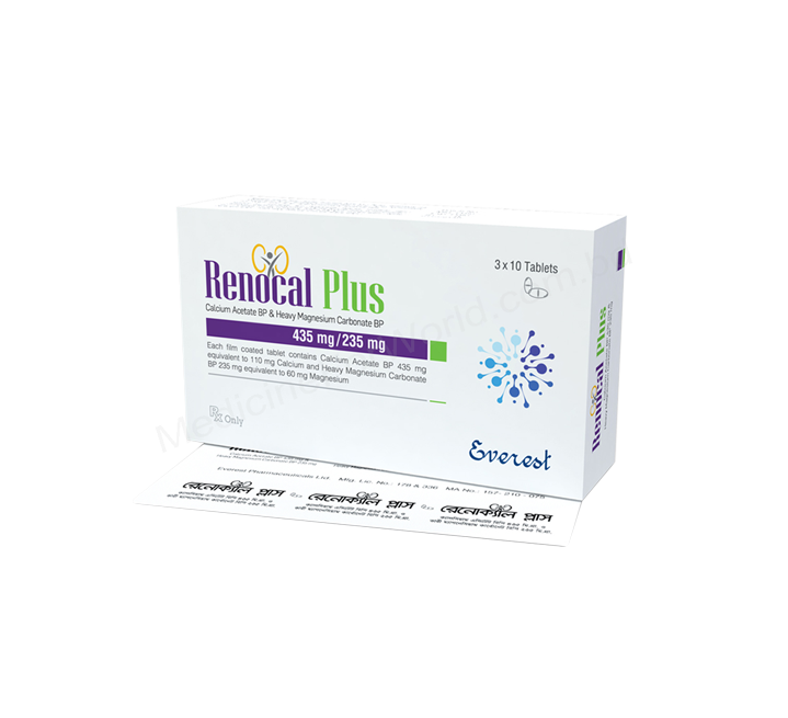 RENOCAL PLUS- 通用的 Calcium Acetate + Heavy Magnesium Carbonate- 孟加拉珠峰制药